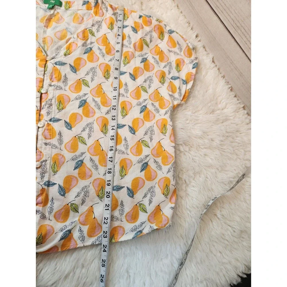 DIP Women's Yellow Pear Blouse Tied Bottom Buttons Tunic Top Size 1X‎ - Picture 6 of 6